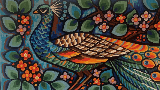 Grande tapisserie murale vintage paon