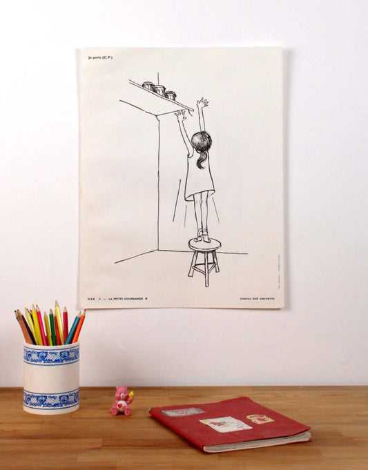 Affiche scolaire vintage "Je parle CP"