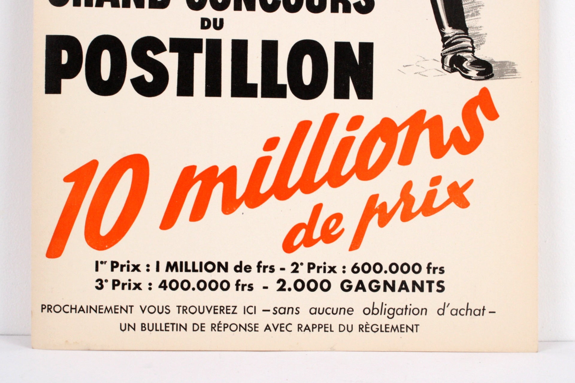 Affiche publicitaire vintage "Grand concours du Postillon"