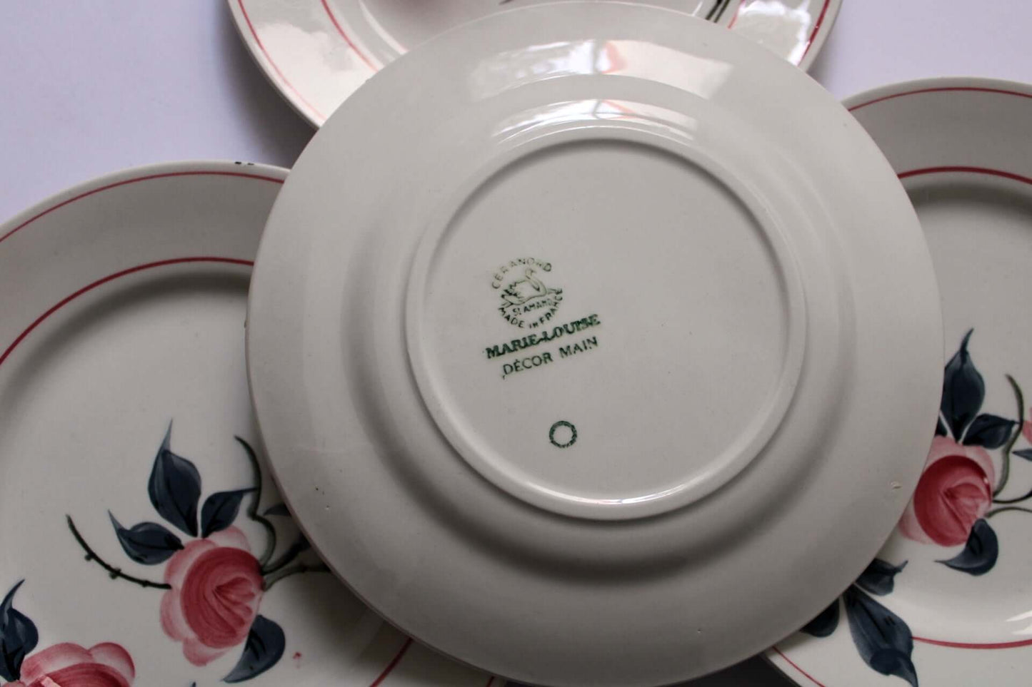 Vintage Assiettes à dessert en faïence Ceranord St Amand