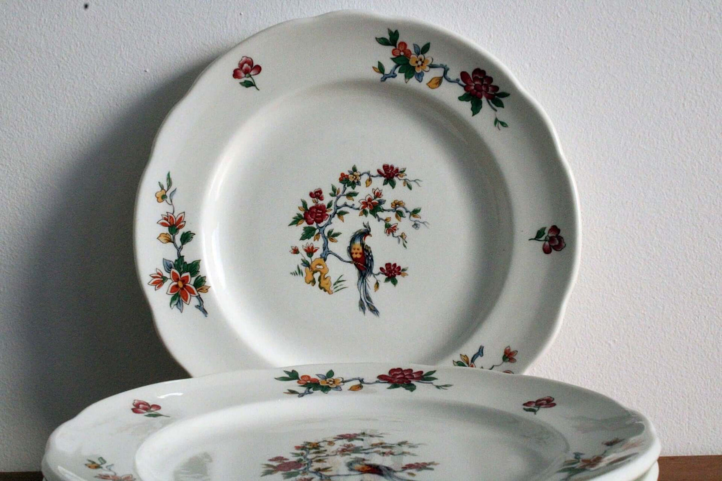 Vintage Assiettes à dessert porcelaine Pyroblan Sarreguemines