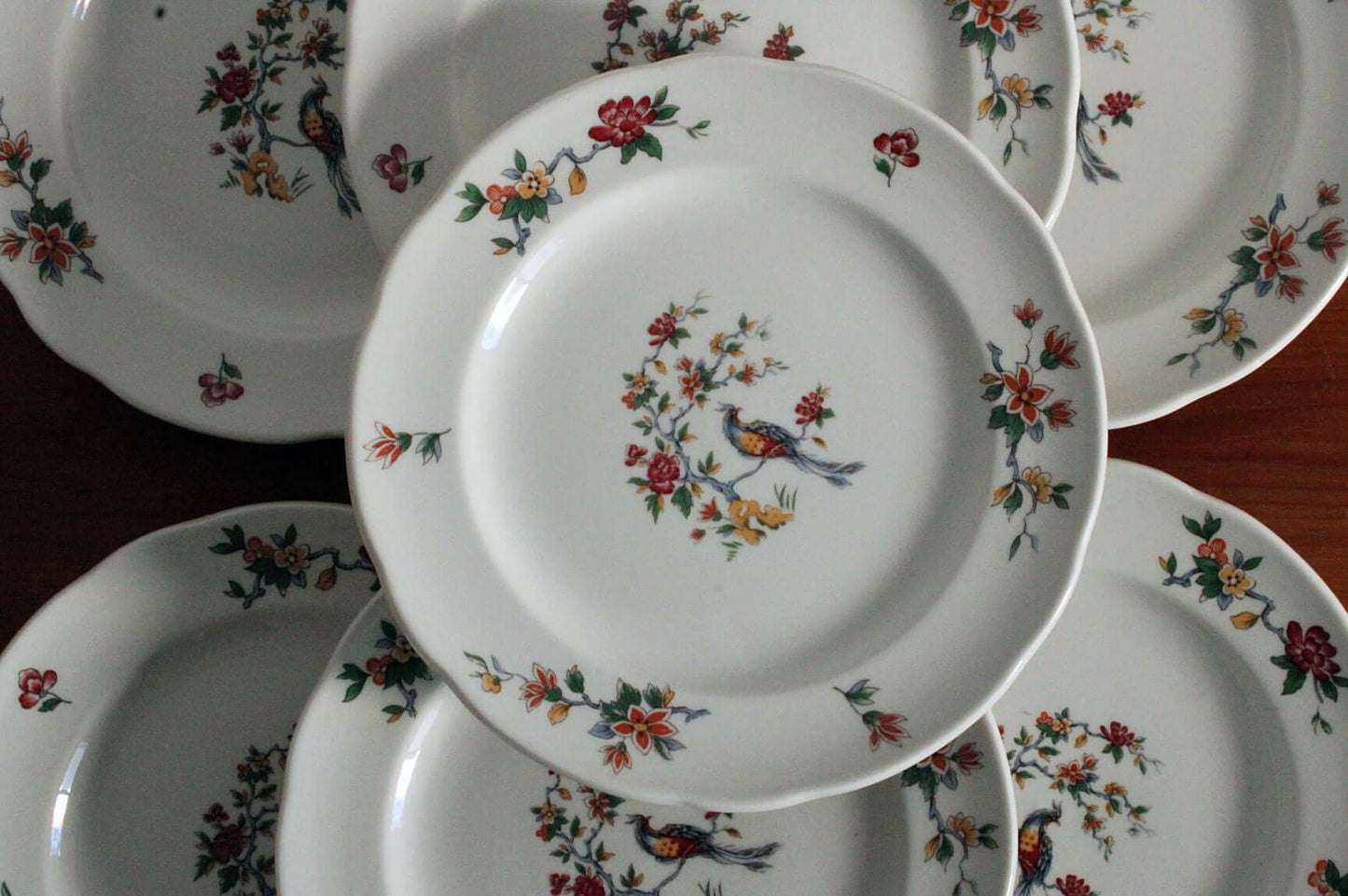 Vintage Assiettes à dessert porcelaine Pyroblan Sarreguemines