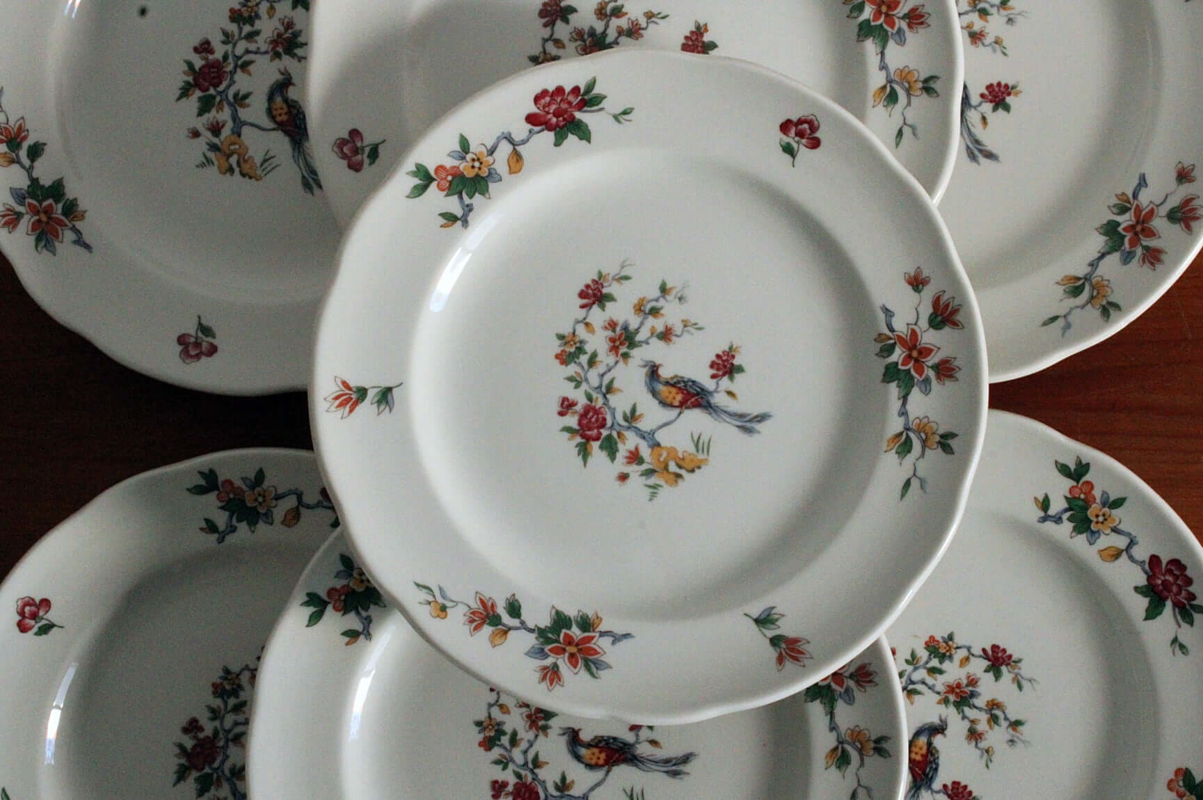 Vintage Assiettes à dessert porcelaine Pyroblan Sarreguemines