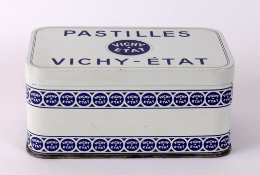 Boîte en métal pastilles Vichy vintage
