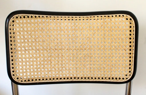 Chaise B32 bois laqué noir et cannage d'après Marcel Breuer