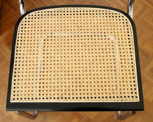 Chaise B32 bois laqué noir et cannage d'après Marcel Breuer