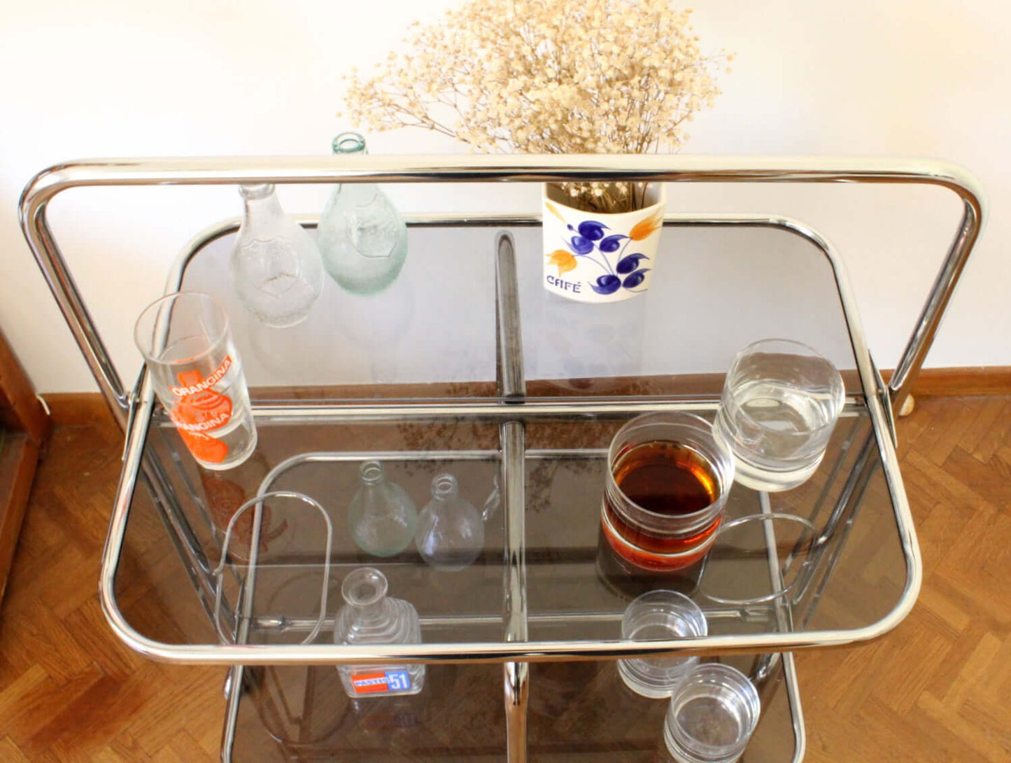 Desserte pliante chromée des années 70