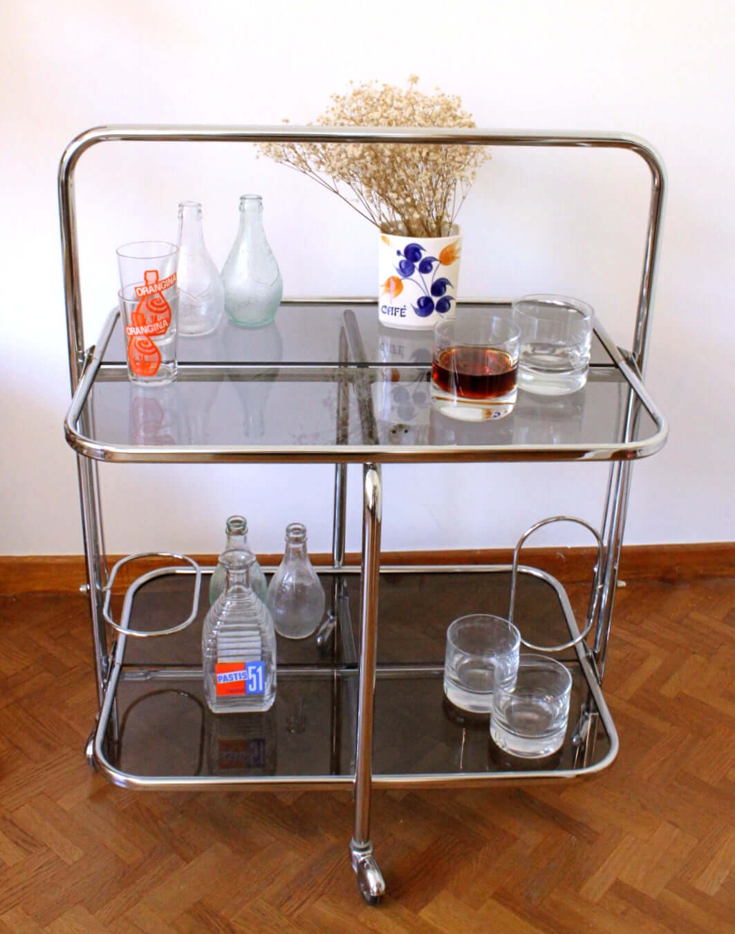 Desserte pliante chromée des années 70