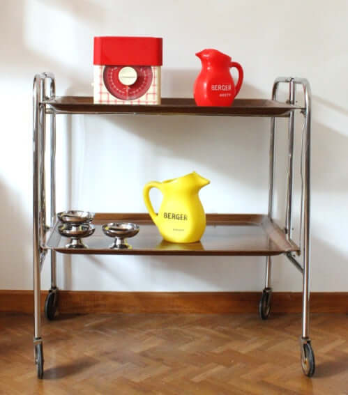 Desserte vintage pliante en Formica marron