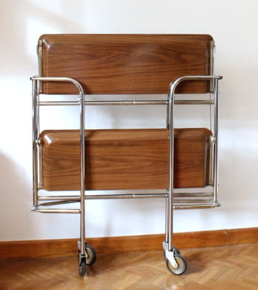 Desserte vintage pliante en Formica marron