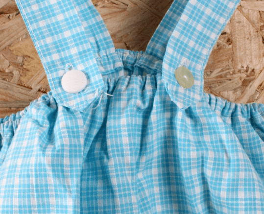 Petit ensemble salopette chemise vintage vichy bleu