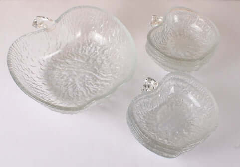 Saladier et coupelles pommes en verre vintage