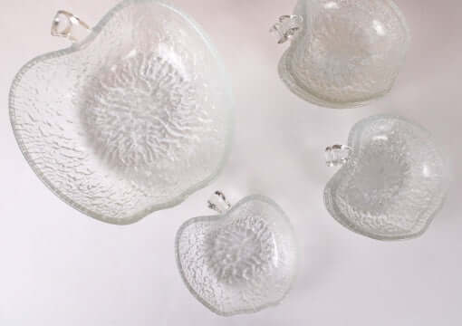 Saladier et coupelles pommes en verre vintage