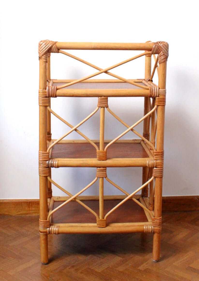 Etagère bibliothèque en rotin et bambou