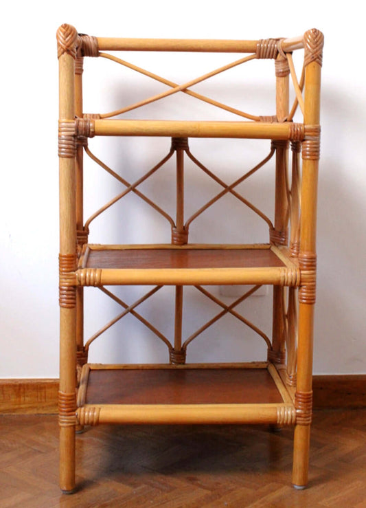 Etagère bibliothèque en rotin et bambou