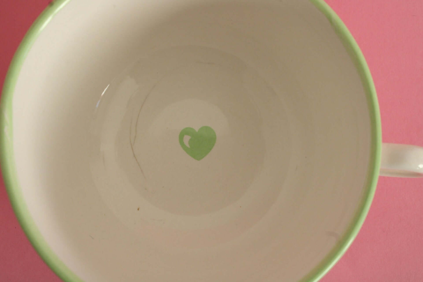 Vintage Grande tasse coeurs verts faïence de Salins
