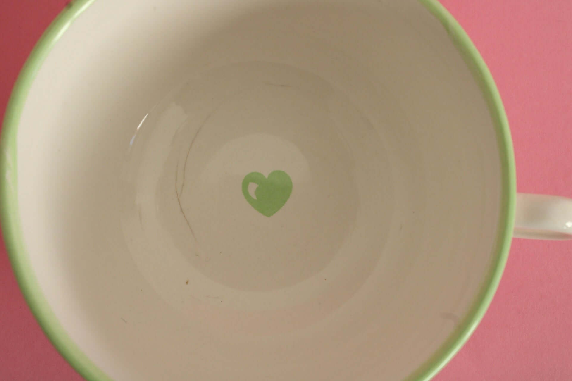 Vintage Grande tasse coeurs verts faïence de Salins