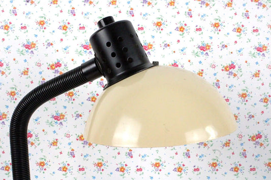 Vintage Lampe de bureau vintage beige et noire Aluminor