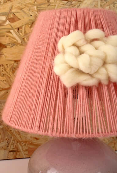 Lampe pied céramique et abat-jour tissé