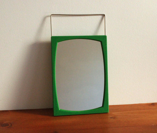 Vintage Miroir style barbier plastique vert moyen