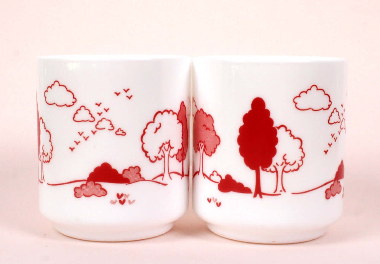 Mug Arcopal vintage motif paysage rouge