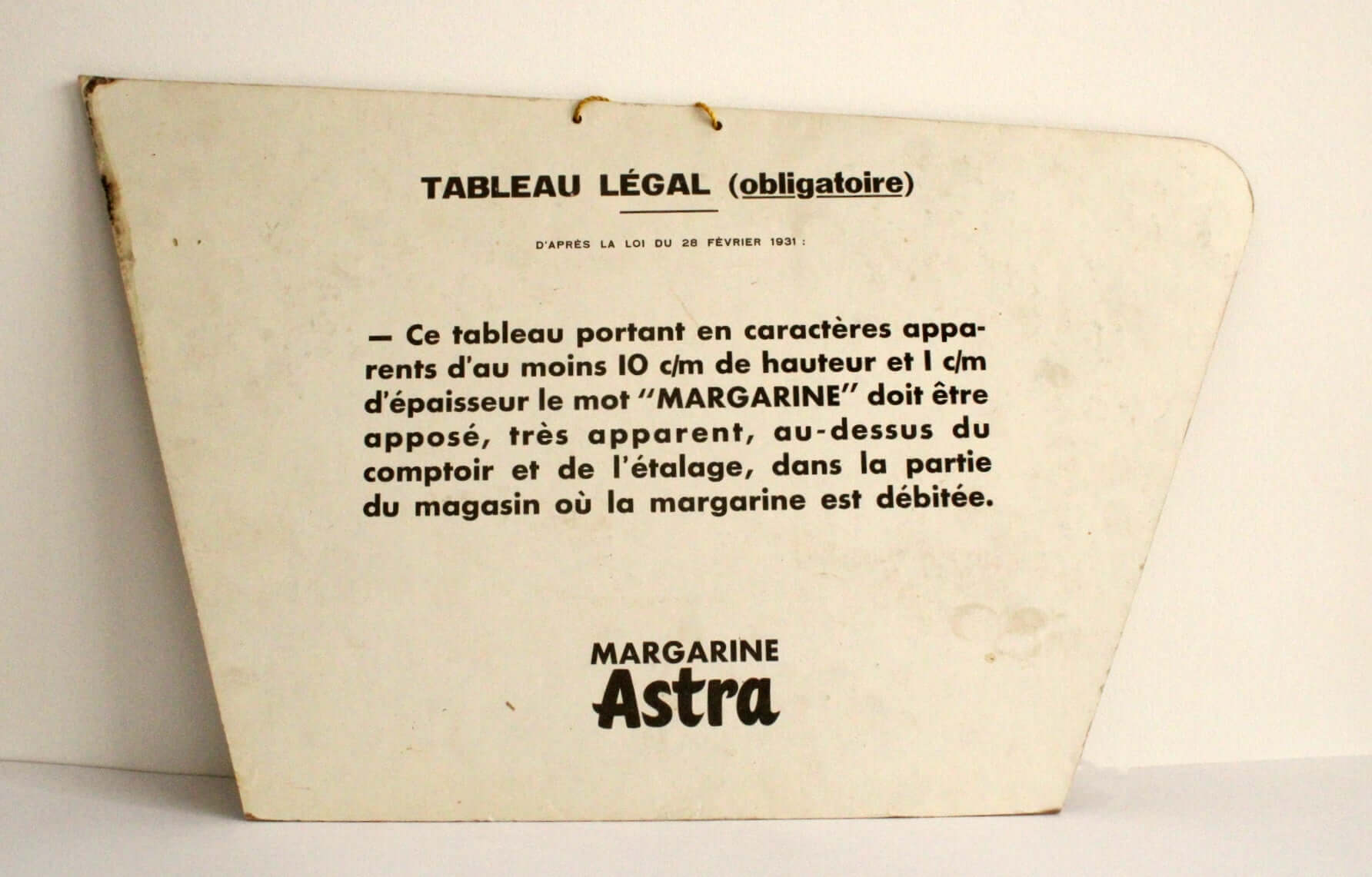 Vintage Carton publicitaire margarine Astra
