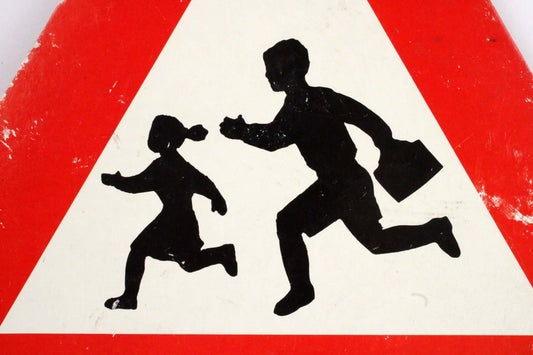 Vintage Panneau de signalisation "zone scolaire"