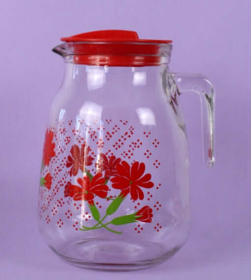 Grand pichet à eau Cerve décor fleurs
