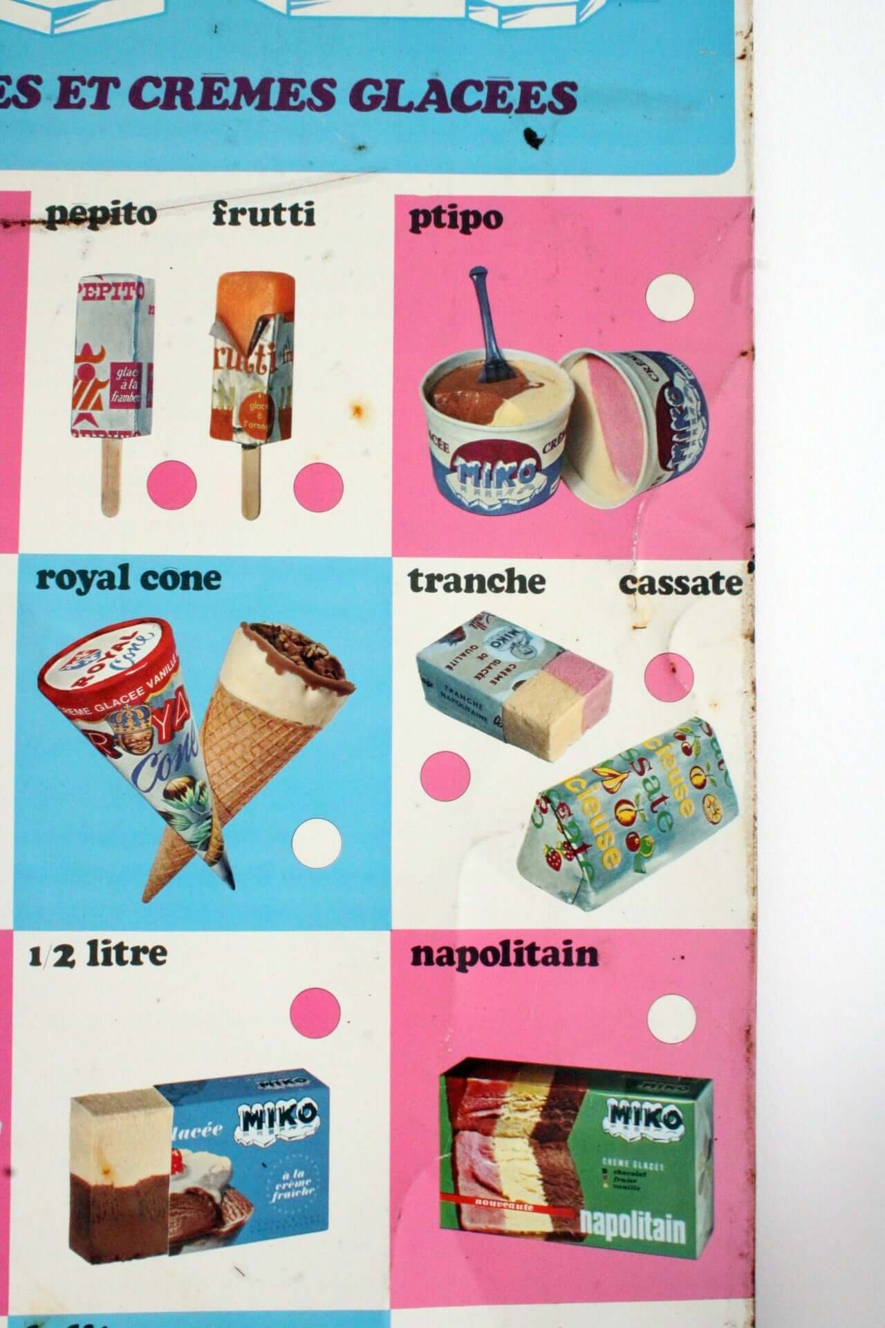 Vintage Plaque publicitaire glaces Miko