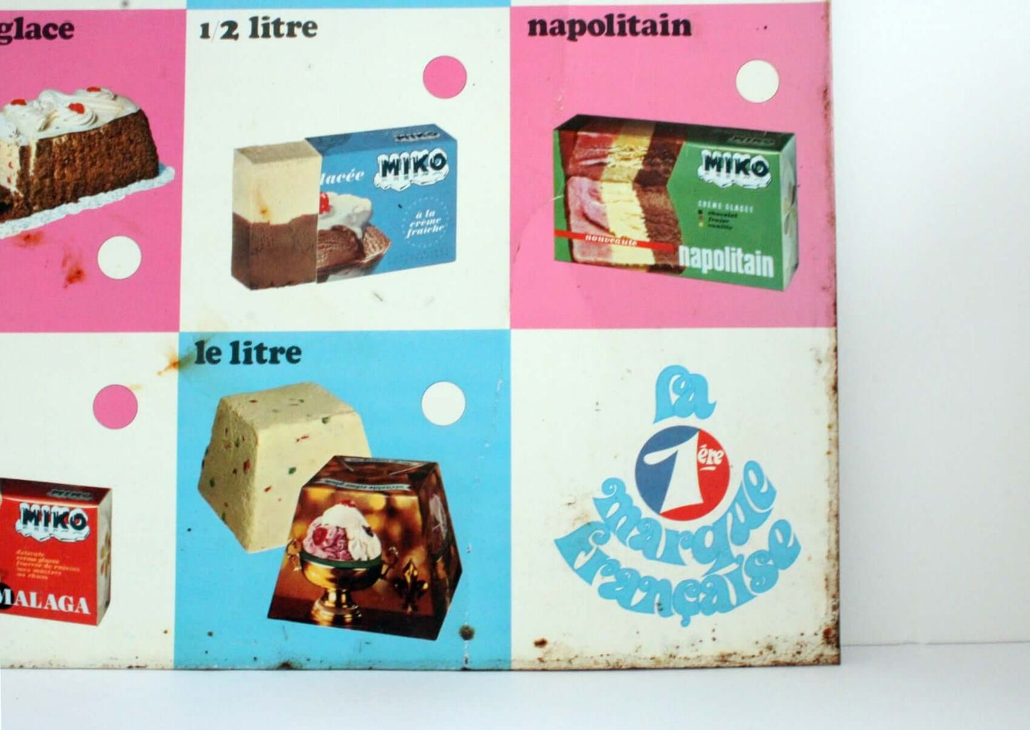 Vintage Plaque publicitaire glaces Miko
