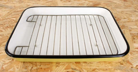 Plat vintage acier émaillé jaune