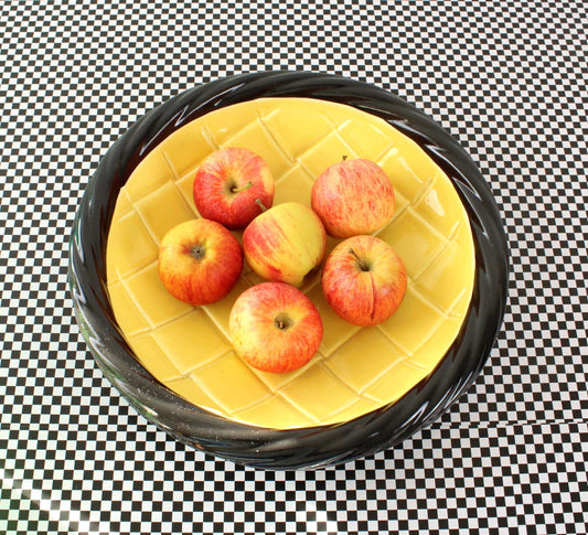 Grand plat creux jaune et noir Salins