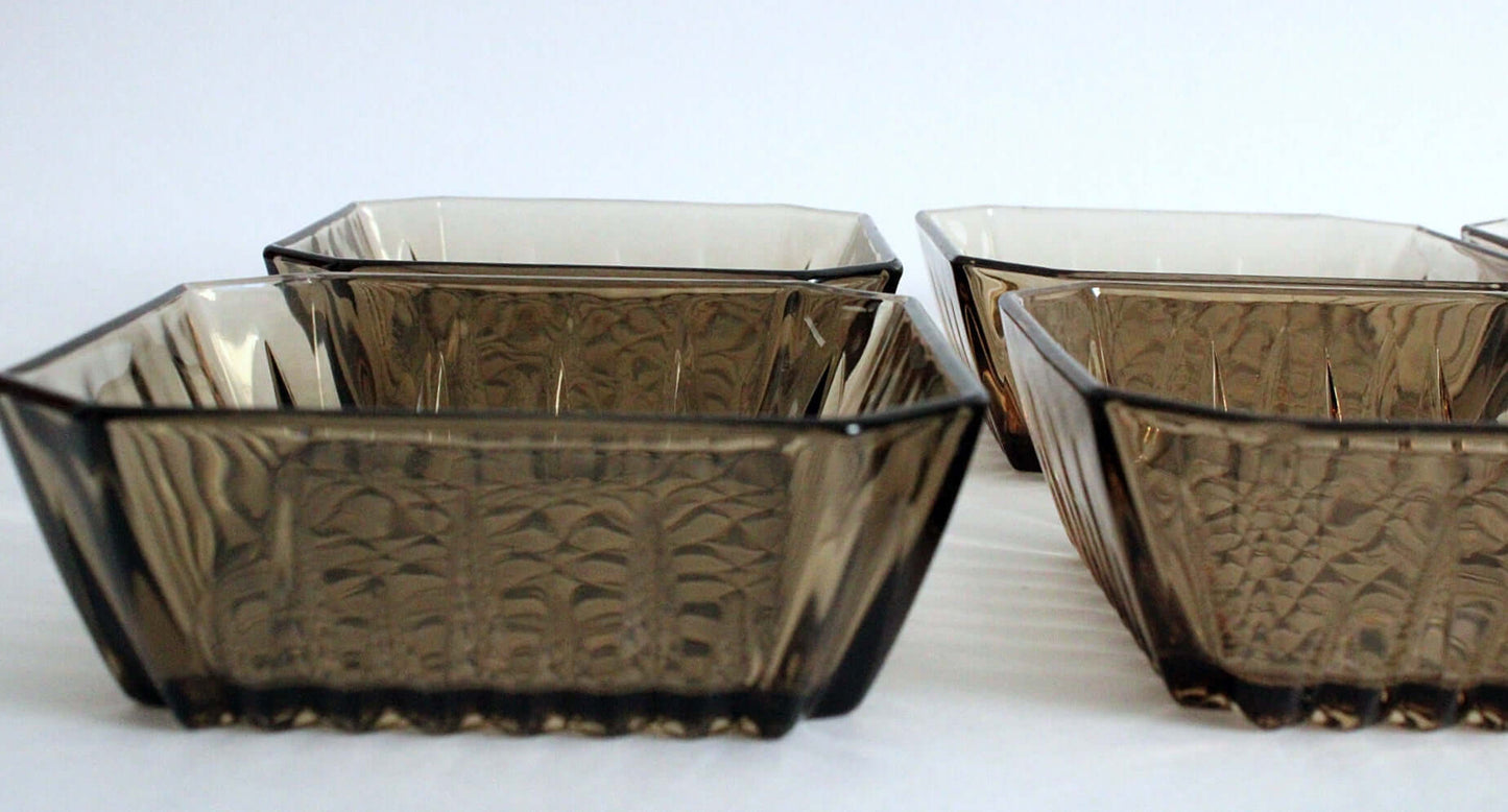 Vintage Ramequins Arcoroc verre fumé