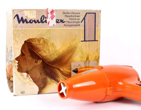 Sèche-cheveux orange Moulinex vintage