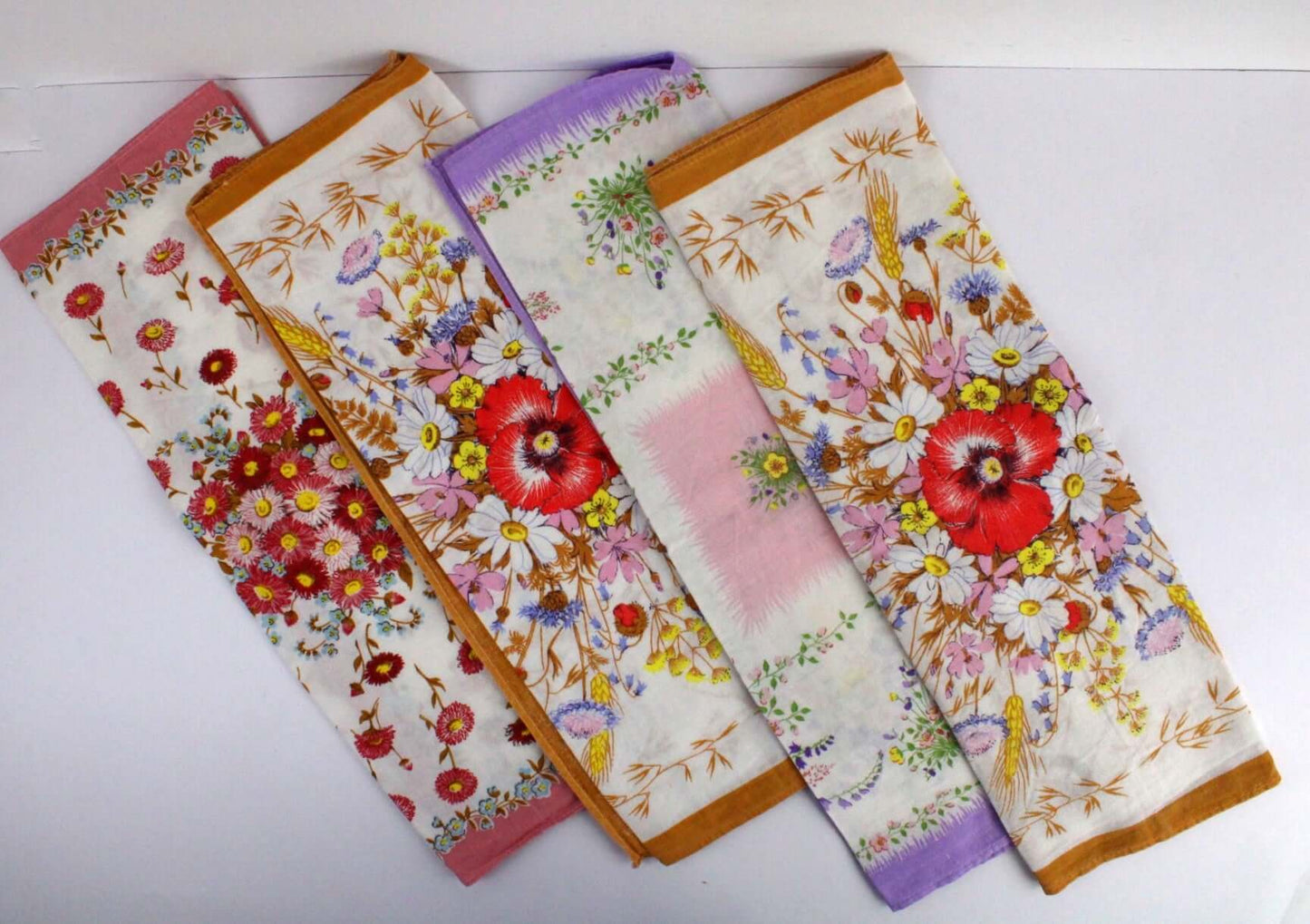 Vintage Lot de serviettes de table dépareillées fleuries