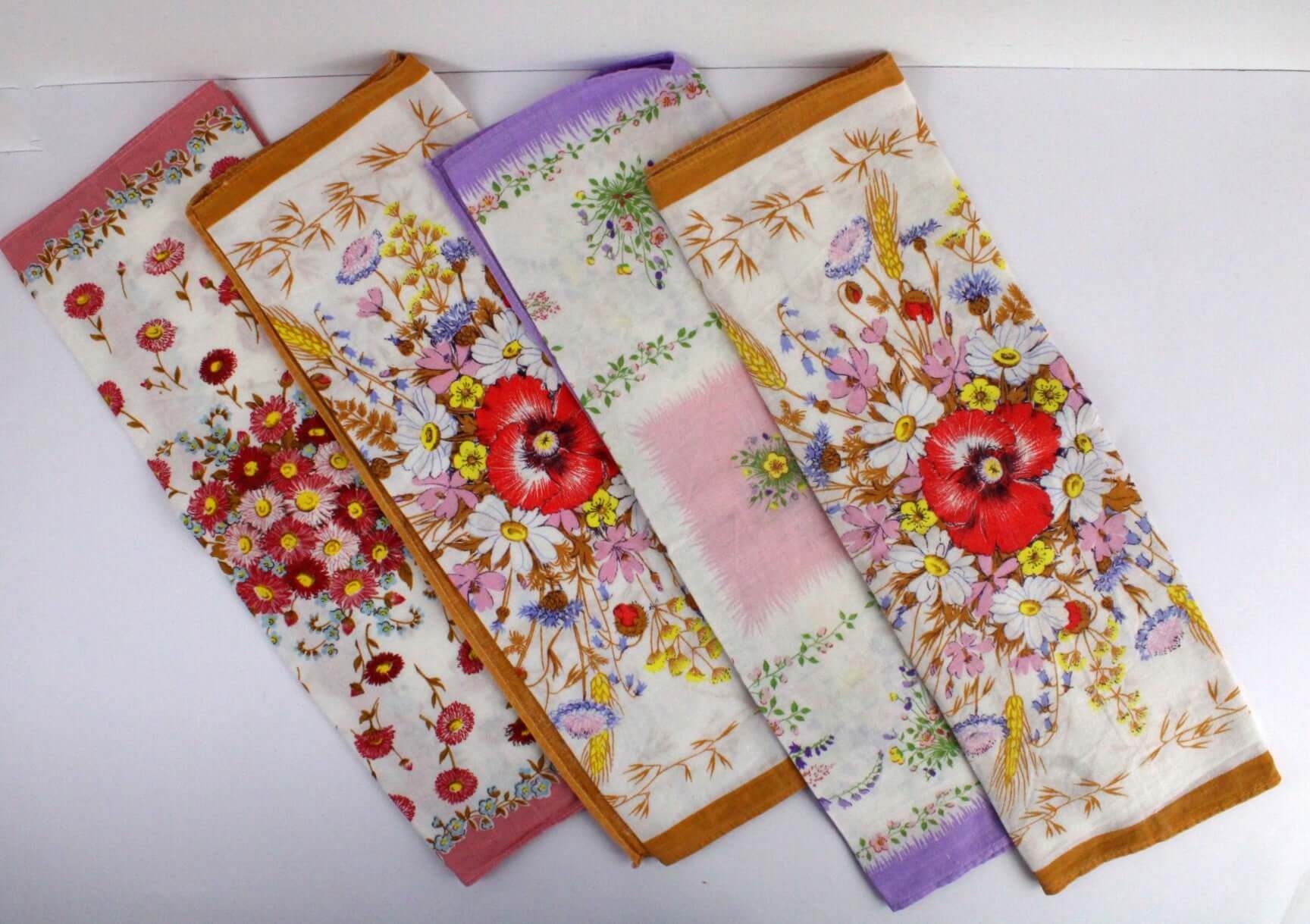 Vintage Lot de serviettes de table dépareillées fleuries