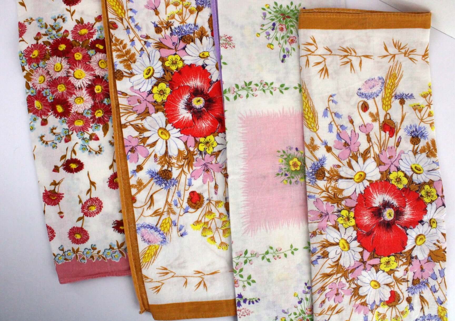 Vintage Lot de serviettes de table dépareillées fleuries