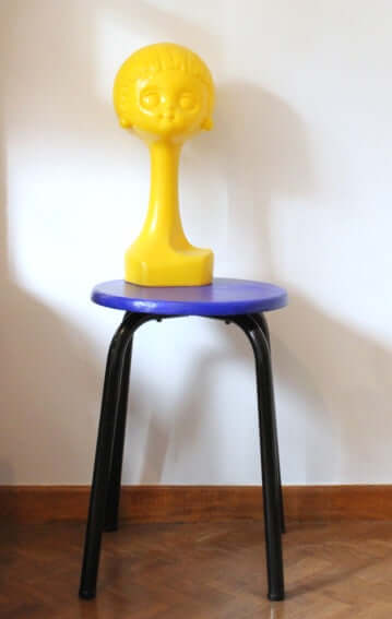 Tabouret d'atelier métal et bois vintage