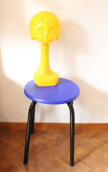 Tabouret d'atelier métal et bois vintage