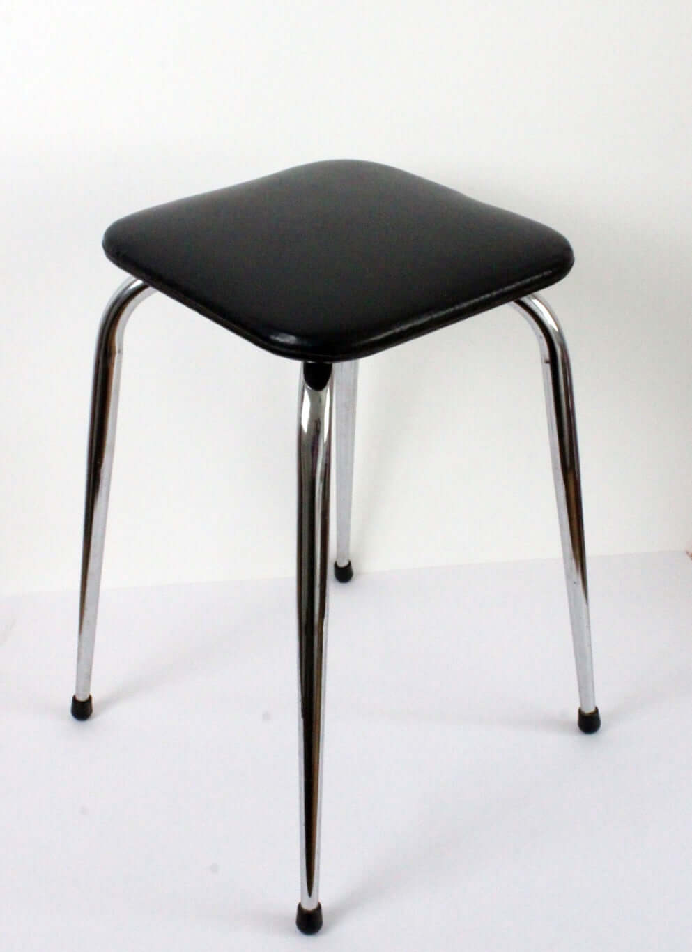 Vintage Tabouret en skaï noir