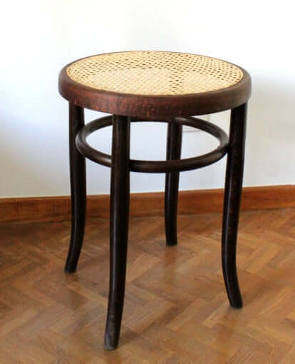 Tabouret rond Fischel bois et cannage