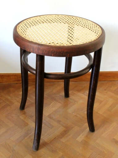 Tabouret rond Fischel bois et cannage