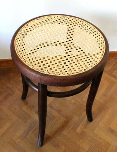 Tabouret rond Fischel bois et cannage