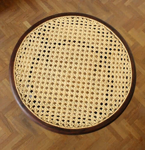 Tabouret rond Fischel bois et cannage