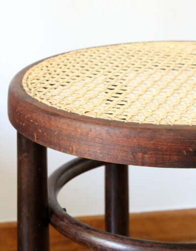 Tabouret rond Fischel bois et cannage