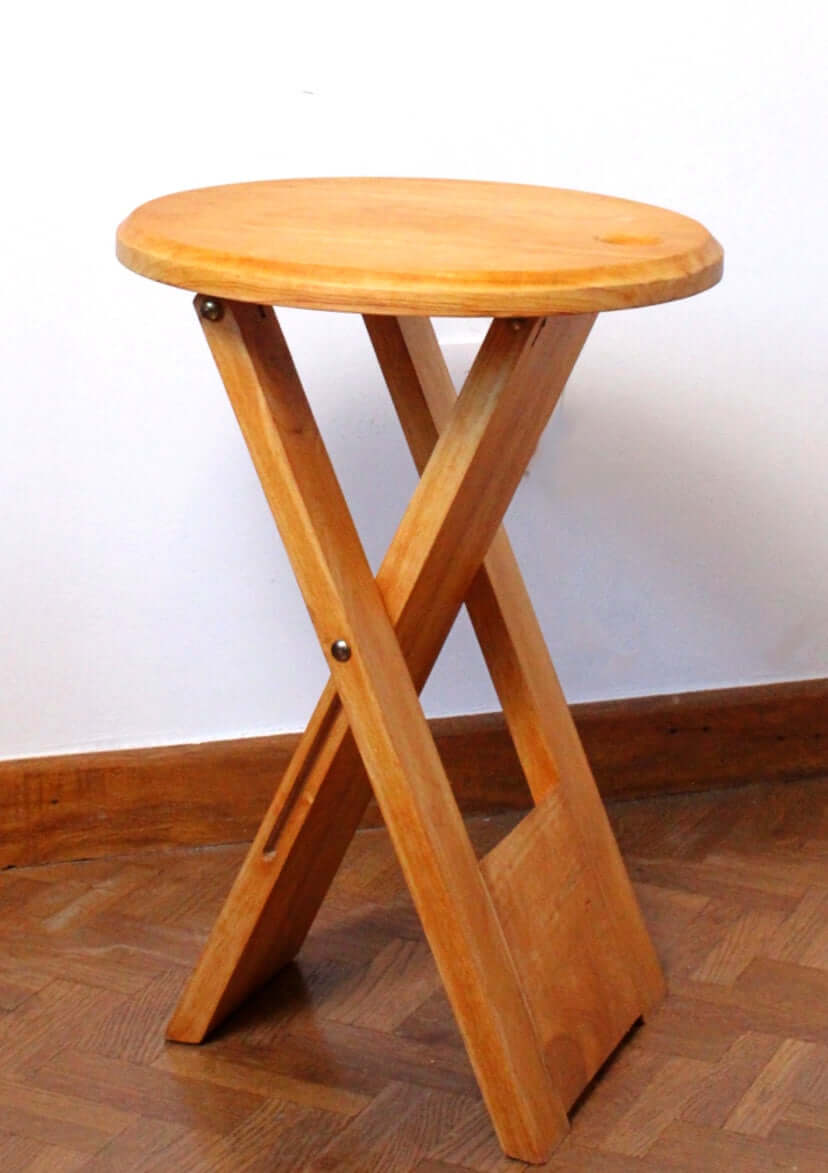 Tabouret pliant vintage en bois d'après Adrian Reed