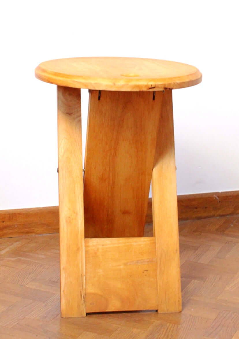 Tabouret pliant vintage en bois d'après Adrian Reed
