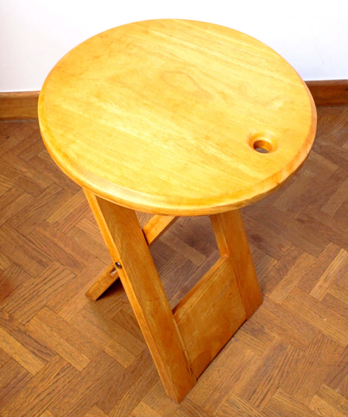Tabouret pliant vintage en bois d'après Adrian Reed
