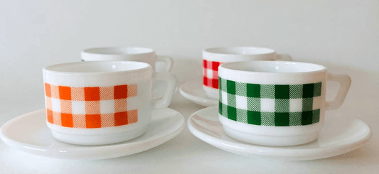 Service à café Arcopal vintage modèle Vichy