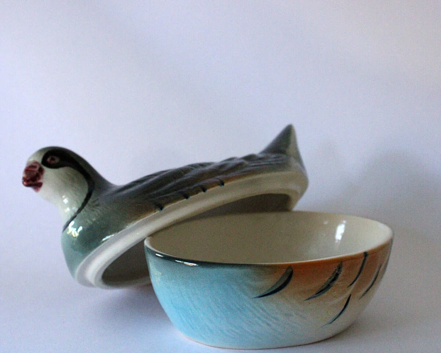 Vintage Terrine en céramique perdrix Michel Caugant